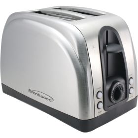 BRENTWOOD TS-225S 2-Slice Elegant Toaster with Brushed Stainless Steel Finish
