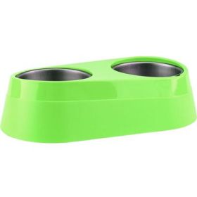 O2C Chill Pet Doubl Bowl Green