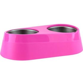 O2C Chill Pet Doubl Bowl Pink
