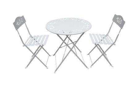 Metal bistro set with two chairs - white