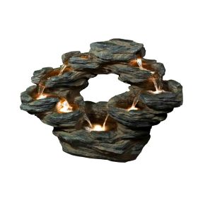 22 inch tiered rock cascading fountain with led lights