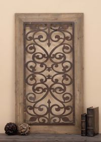 Garden style wall plaque with scrolling ironwork